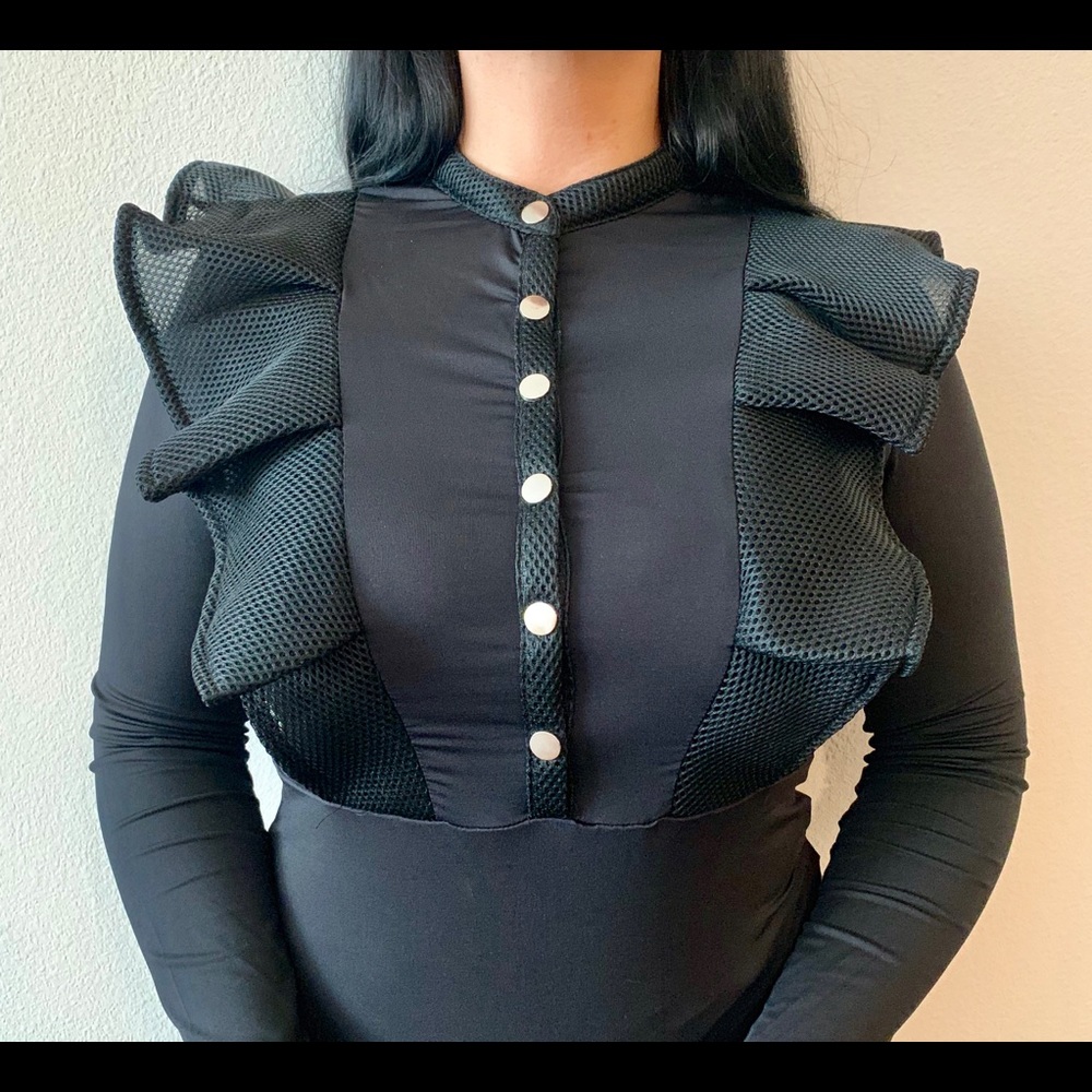 Black Ruffled Bodysuit - Picture 3 of 3